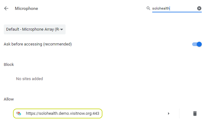 url must be in Allow list, not block
