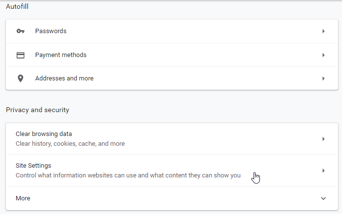 Select Site Settings